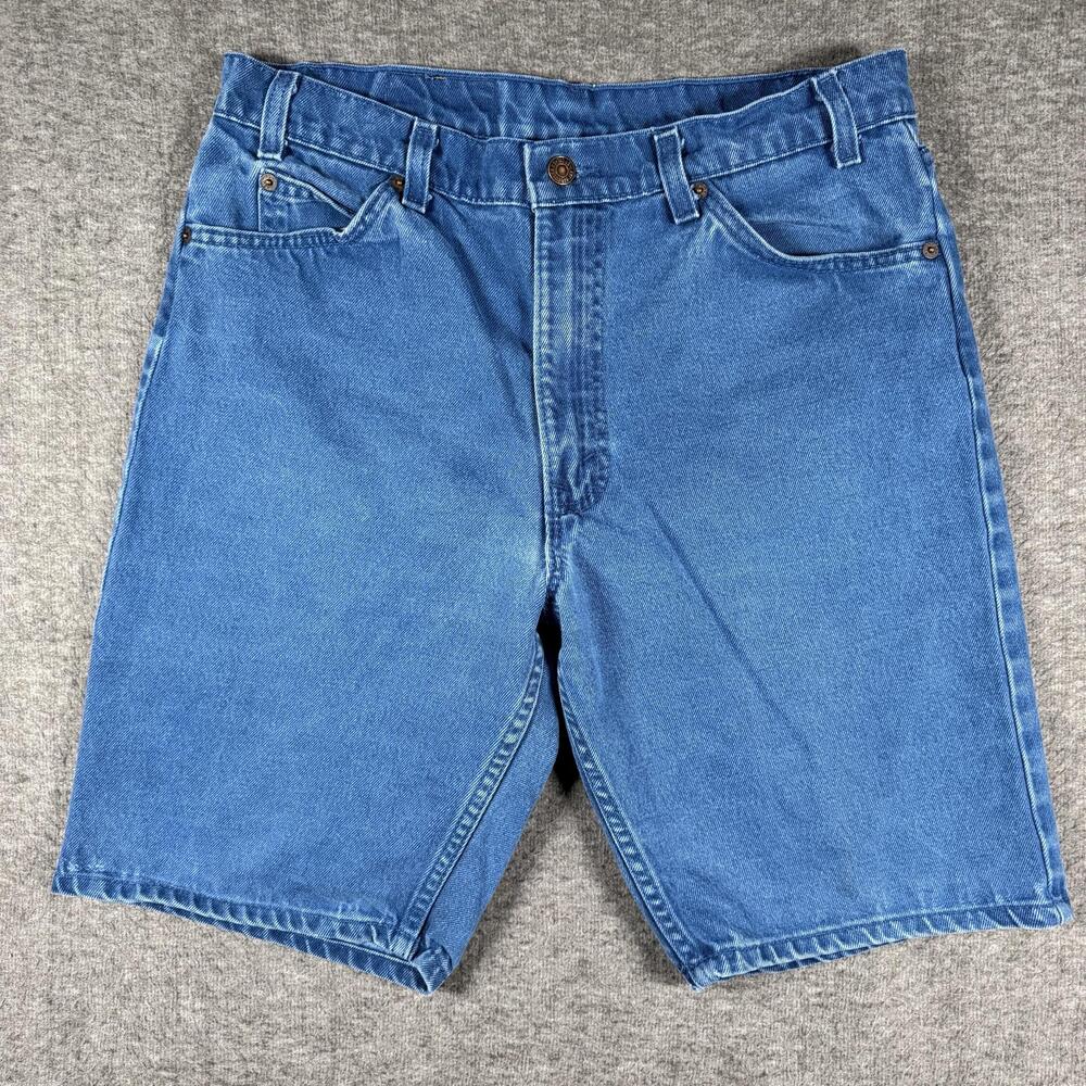Vintage Levi's 550 Denim Shorts Mens 34 Blue Orange Tab USA Made Relaxed Jorts